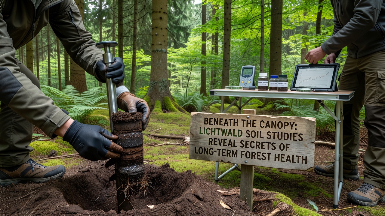 Cross-section view of Lichtwald soil horizons with root networks visible